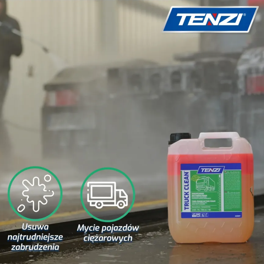 tenzi truck clean, tenzi truck clean 5l, truck clean tenzi, aktywna piana do mycia ciężarówek, piana aktywna do tirów, środek do mycia ciężarówek, płyn do mycia tirów, chemia do mycia pojazdów ciężarowych, preparat do mycia plandek, środek do mycia plandek tir, płyn do mycia cystern, chemia do mycia flot samochodowych, aktywna piana do myjni samochodowej, koncentrat do mycia samochodów ciężarowych, środek do usuwania brudu drogowego, preparat do usuwania oleju i smaru z karoserii, chemia do mycia maszyn budowlanych, płyn do mycia maszyn rolniczych, środek do mycia silnie zabrudzonych pojazdów, profesjonalna chemia samochodowa tenzi