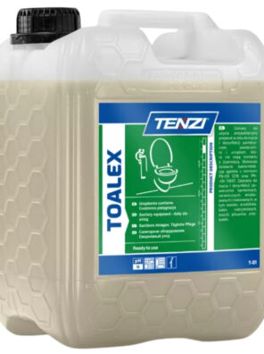TENZI Toalex 5L, Toalex 5L, żel do WC 5L, żel do toalety 5L, środek do WC 5L, preparat do dezynfekcji WC, dezynfekcja toalety, środek z chlorem, aktywny chlor, żel chlorowy, usuwanie pleśni, wybielanie fug, czyszczenie łazienki, profesjonalna chemia, TENZI środki czystości