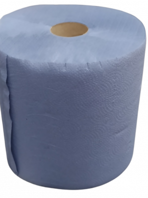 Ręcznik papierowy niebieski, dwuwarstwowy, chłonny. Duża ekonomiczna rolka XL z Atestem PZH. Ekologiczne czyściwo makulaturowe dla przemysłu.