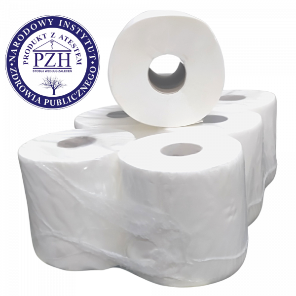 DKZ007 H Ręcznik celulozowy HoReCa - 6 rolek x 100 m. Czyściwo papierowe wykonane ze 100% celulozy, posiada Atest PZH. Chłonne i wytrzymałe na sucho i mokro.