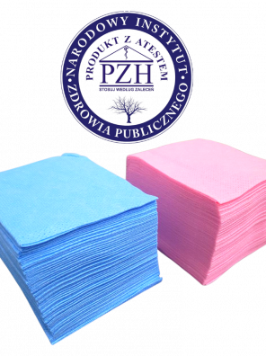 Ściereczki do sprzątania z Atestem PZH. Zestaw różowych i niebieskich ścierek do czyszczenia toalet i mebli. Produkt zgodny z systemem kolorystycznym HACCP.