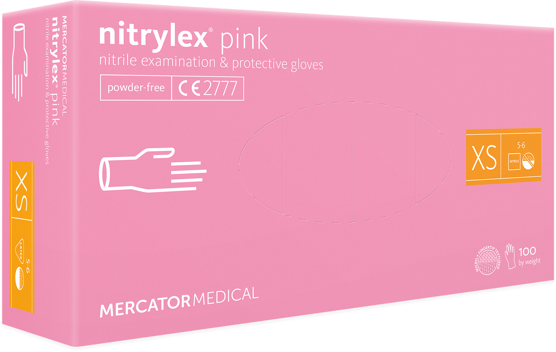 Nitrylowe rękawiczki kosmetyczne różowe - opakowanie 100 sztuk. Jednorazowe rękawice nitrylowe, idealne do zabiegów kosmetycznych i fryzjerskich lub do SPA.