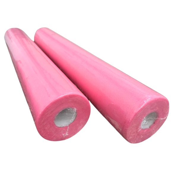 Różowe podkłady kosmetyczne o wymiarach 60cm x 50m Higieniczne prześcieradła ochronne wykonane z miękkiej i gładkiej włókniny, używane w branży Beauty & SPA