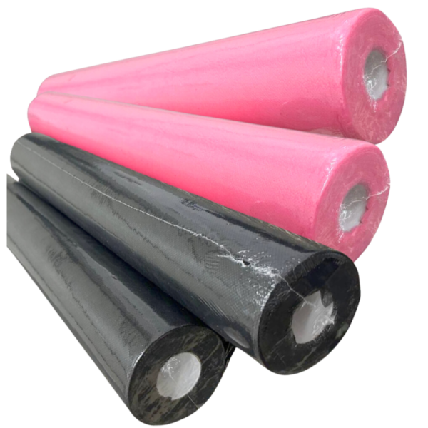 Kolorowe podkłady włókninowe o wymiarach 60cm x 50m, używane w branży Beauty & SPA. Higieniczne prześcieradła ochronne - mix w kolorach różowym i czarnym.