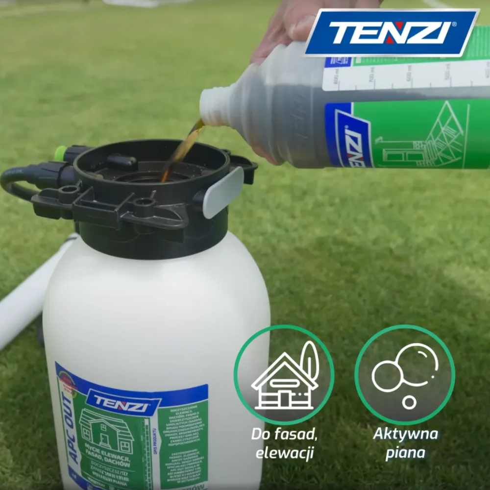 apc out tenzi, tenzi apc out, środek do mycia elewacji, preparat do czyszczenia fasad, chemia do mycia dachów, środek do kostki brukowej, czyszczenie powierzchni zewnętrznych, profesjonalna chemia czyszcząca, koncentrat czyszczący, środek do usuwania zabrudzeń atmosferycznych, mycie elewacji budynków, czyszczenie tarasów i chodników, środek do mycia sidingu, chemia budowlana tenzi, preparat alkaliczny do mycia, czyszczenie dachów i fasad, środek do usuwania sadzy, środek do zabrudzeń organicznych, mycie powierzchni przemysłowych, profesjonalne środki czystości