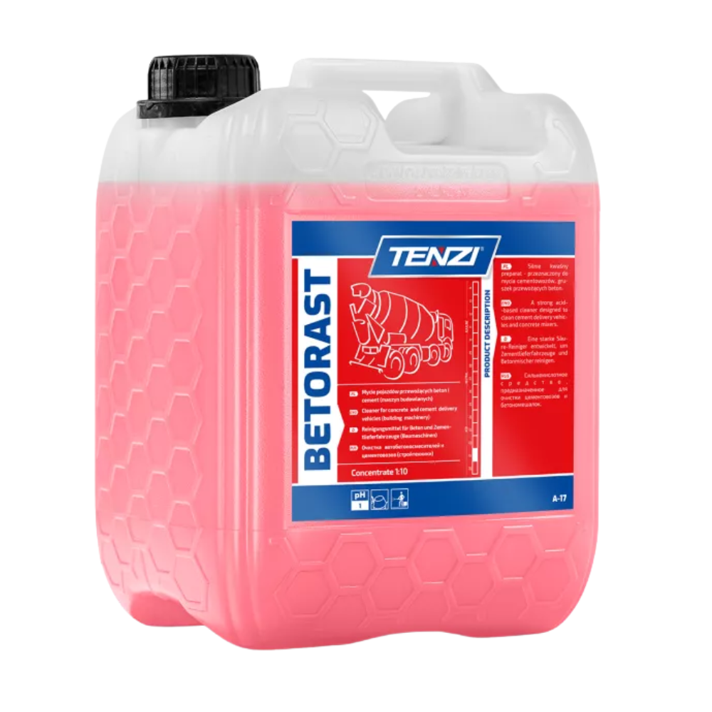 betorast, betorast 5l, środek do usuwania betonu, usuwanie cementu, czyszczenie betonu, usuwanie osadów cementowych, środek kwaśny, chemia budowlana, czyszczenie po budowie, czyszczenie sprzętu budowlanego, betoniarki czyszczenie, cementowóz czyszczenie, usuwanie rdzy, osady mineralne, profesjonalna chemia, tenzi, środki czystości przemysłowe, czyszczenie maszyn, renowacja powierzchni, doczyszczanie techniczne