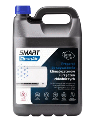 Smart CleanAir, Smart CleanAir 5L, preparat do czyszczenia klimatyzacji, czyszczenie klimatyzatorów, środek do HVAC, czyszczenie urządzeń chłodniczych, higiena klimatyzacji, odświeżanie wentylacji, czyszczenie wymienników ciepła, czyszczenie parownika, czyszczenie skraplacza, czyszczenie kanałów wentylacyjnych, profesjonalna chemia HVAC, serwis klimatyzacji, konserwacja systemów wentylacyjnych