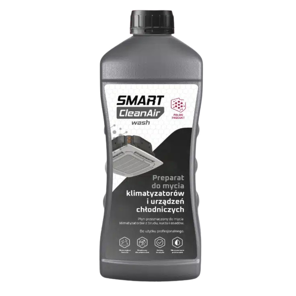 Smart CleanAir, Smart CleanAir Wash, preparat do czyszczenia klimatyzacji, mycie HVAC, czyszczenie urządzeń chłodniczych, koncentrat do klimatyzacji, chemia profesjonalna HVAC, gruntowne czyszczenie systemów wentylacyjnych, czyszczenie wymienników ciepła, czyszczenie parowników i skraplaczy, mycie kanałów wentylacyjnych, serwis klimatyzacji, konserwacja urządzeń chłodniczych, środek myjący HVAC, profesjonalne czyszczenie klimatyzacji